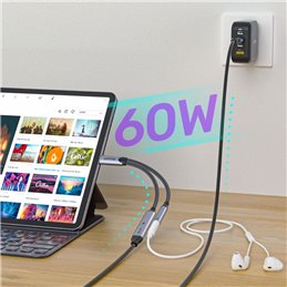 UNITEK 2-in-1 USB-C to 3.5mm Audio Jack & USB-C Charging Connector